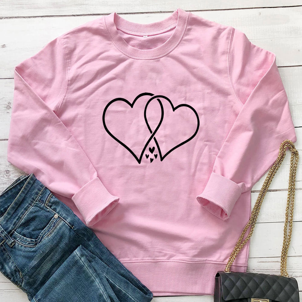 Round neck loose fitting long sleeved sweatshirt
