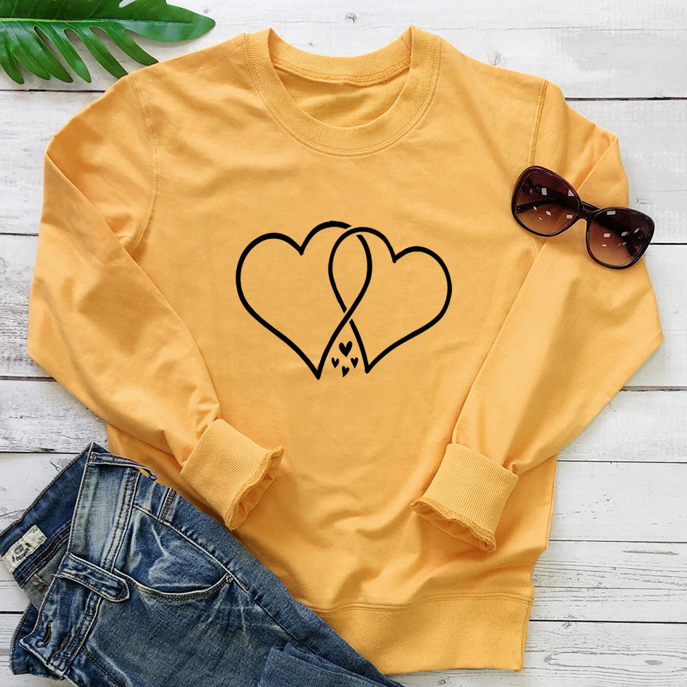 Round neck loose fitting long sleeved sweatshirt